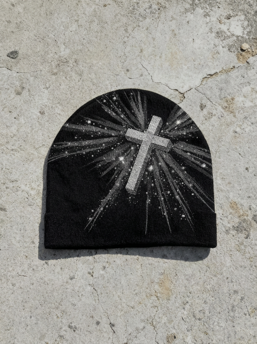 OPAQUE SPIRIT – Radiant Cross Skullcap Beanie