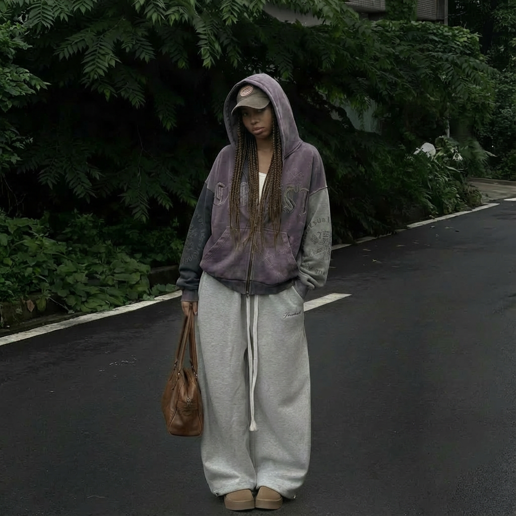 OPAQUE SPIRIT – (Purple) CHRIST Distressed Zip Hoodie